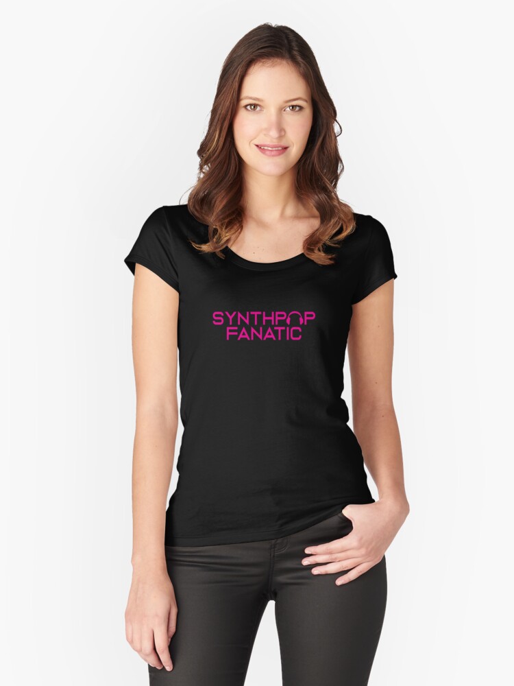 Thumbnail 1 of 3, Fitted Scoop T-Shirt, Synthpop Fanatic Pink Logo designed and sold by Synthpop Fanatic.