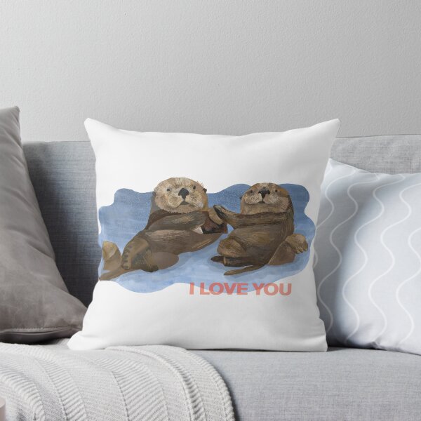 Item preview, I love you otters holding hands designed and sold by PeachCatDesigns.