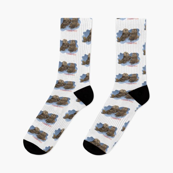 Item preview, I love you otters holding hands designed and sold by PeachCatDesigns.