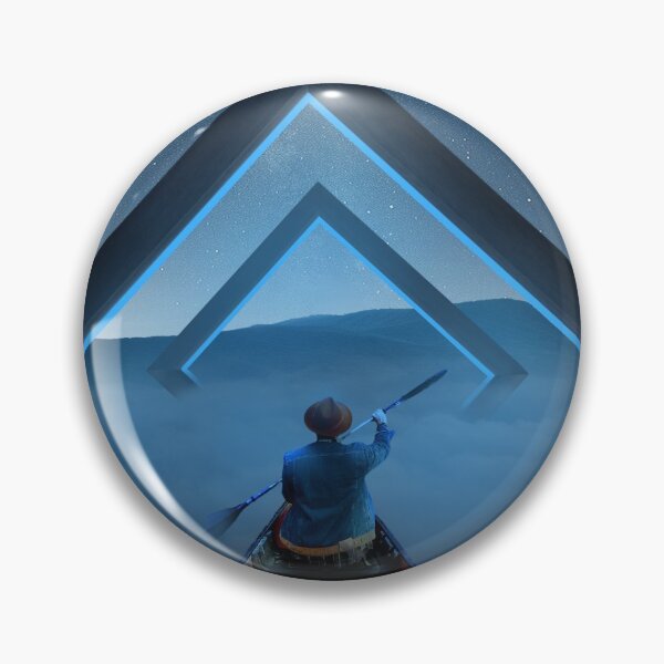 Item preview, Man in Boat Rowing Through Blue Gates designed and sold by JoelMakesArt.