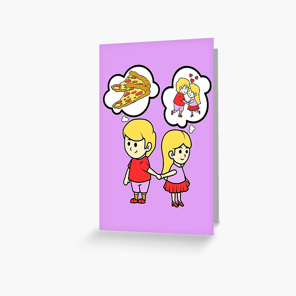 Eating Pizza For Two Couples Funny Gift Idea - Pizza Lover Greeting Card