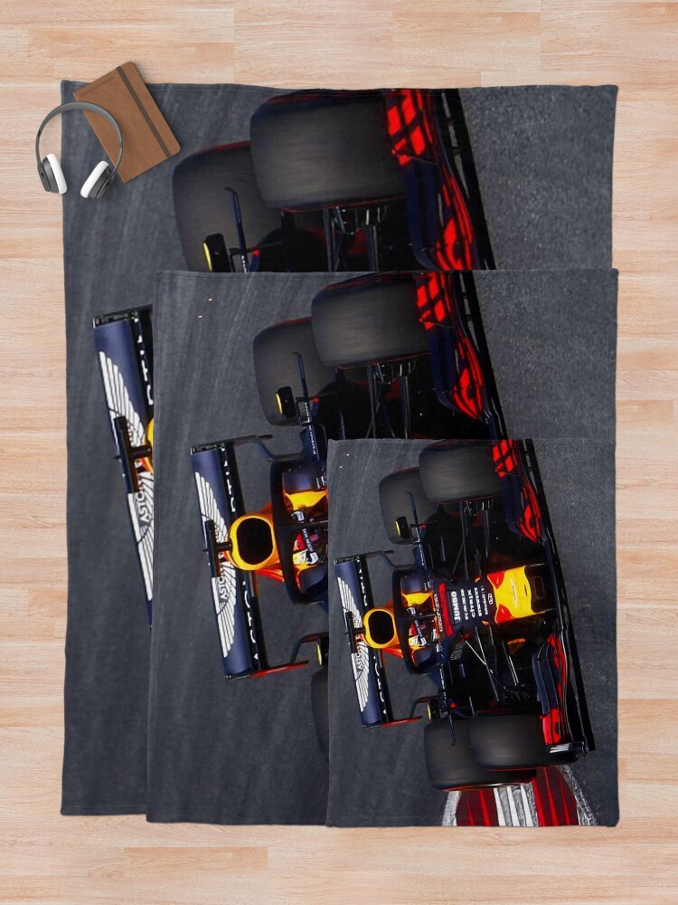 Alternate view of Max Verstappen racing his 2020 F1 car Throw Blanket