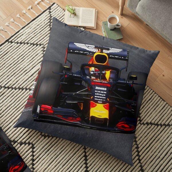 Max Verstappen racing his 2020 F1 car Floor Pillow