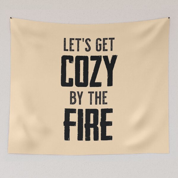 Item preview, "Let's Get Cozy By The Fire" Cute & Fun Typography Wall Art designed and sold by The Whiskey Ginger Design Shop.