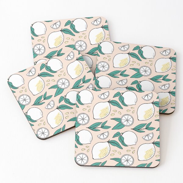 Item preview, retro seamless pattern with white lemons on beige background designed and sold by annetc-designs.
