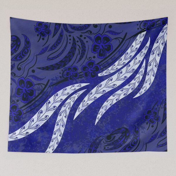 Item preview, Hawaiian Midnight Blue Tribal Floral Splash designed and sold by sunnthreads.