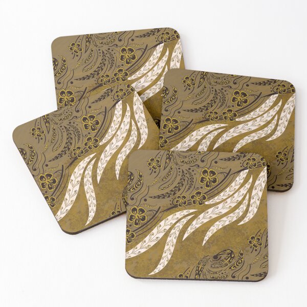 Item preview, Polynesian Golden Tribal Floral Splash designed and sold by sunnthreads.