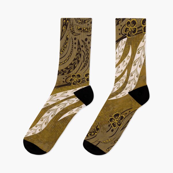 Item preview, Polynesian Golden Tribal Floral Splash designed and sold by sunnthreads.