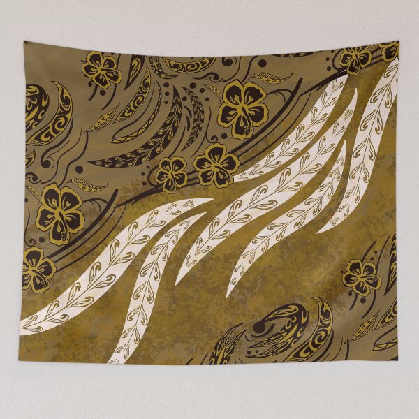 Item preview, Polynesian Golden Tribal Floral Splash designed and sold by sunnthreads.