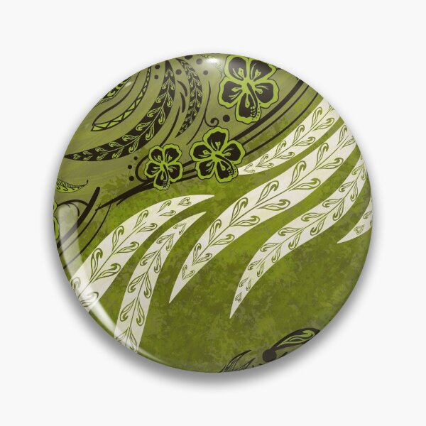 Item preview, Samoan Tribal Olive Green Floral Splash designed and sold by sunnthreads.