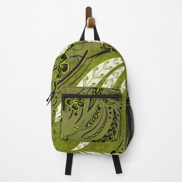 Item preview, Samoan Tribal Olive Green Floral Splash designed and sold by sunnthreads.