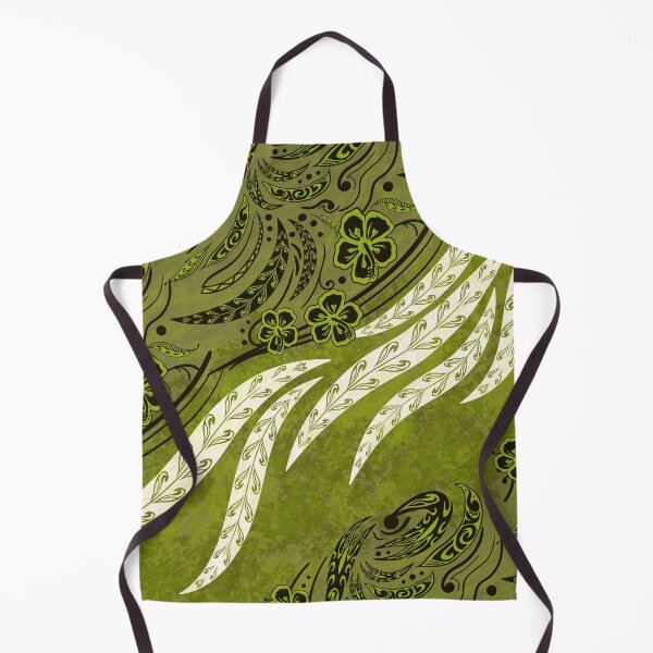 Item preview, Samoan Tribal Olive Green Floral Splash designed and sold by sunnthreads.