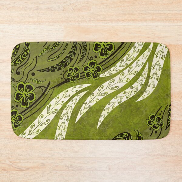 Item preview, Samoan Tribal Olive Green Floral Splash designed and sold by sunnthreads.
