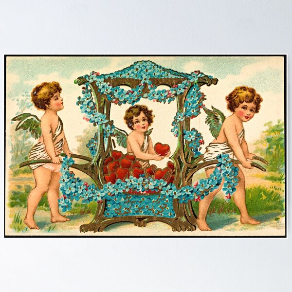 Vintage Valentine's Day: A vintage Valentines day postcard 1910 Poster for  Sale by The Great Art