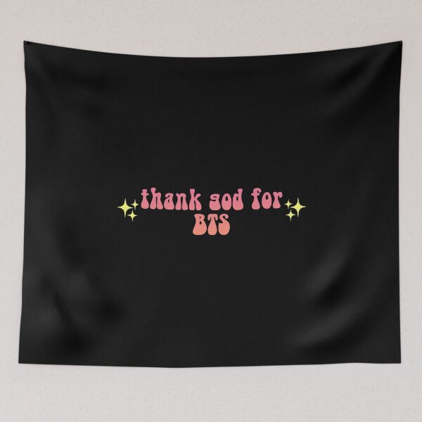Item preview, Thank god for BTS sparkly gradient Meme Text designed and sold by everything4eva.