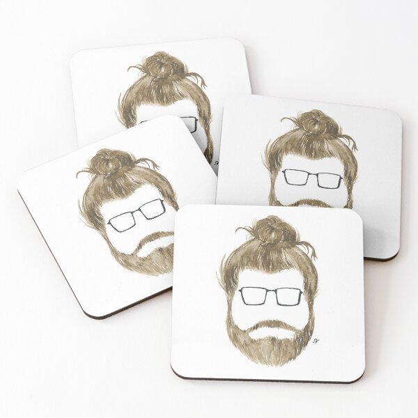 Item preview, Hipster Man with Bun designed and sold by sarahvogelart.