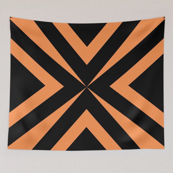 Item preview, Orange and Black Cross X Striped Pattern Design designed and sold by TheHappyK.