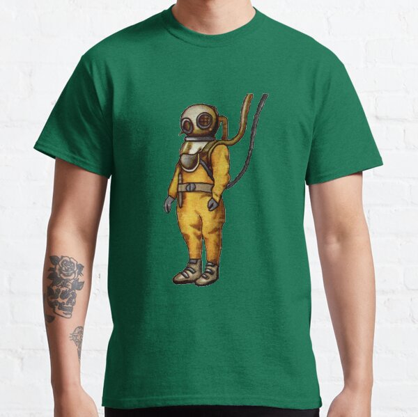Vintage Diver with Diving Helmet Illustration Classic T-Shirt