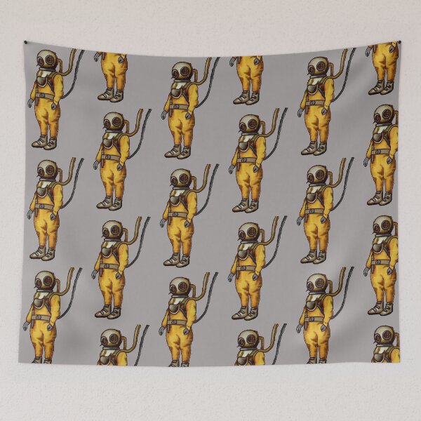 Item preview, Vintage Diver with Diving Helmet Illustration URM designed and sold by urmaddad.