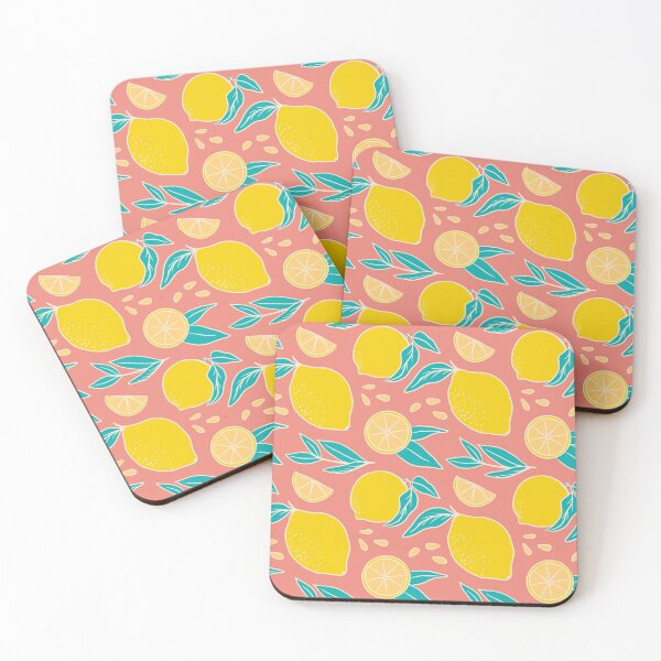 Item preview, Retro seamless pattern with yellow lemons on orange background designed and sold by annetc-designs.