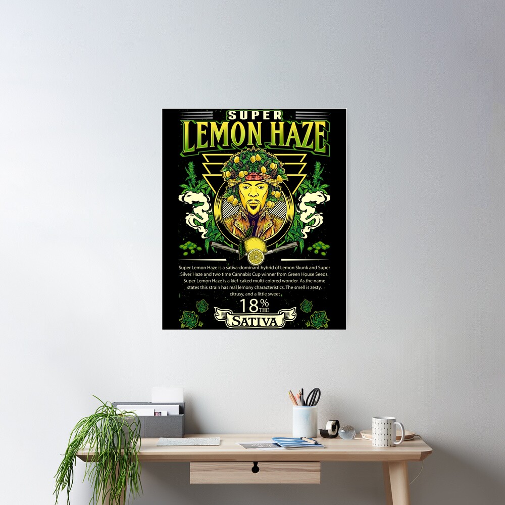 額縁 HAZE ORIGINAL LOGO POSTER Super Lemon Haze Sativa Cross Lemon Skunk Super Silver Haze