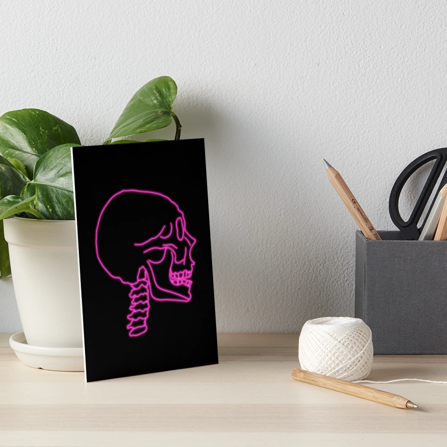 Pink neon skull design