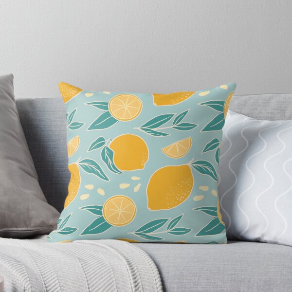 Item preview, Retro seamless pattern with yellow lemons on blue background designed and sold by annetc-designs.