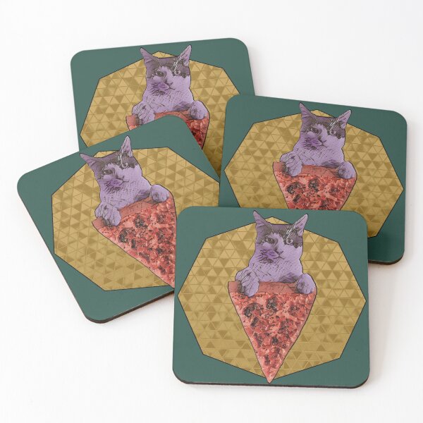 Item preview, Retro pizza cat designed and sold by Tranquilarrow.