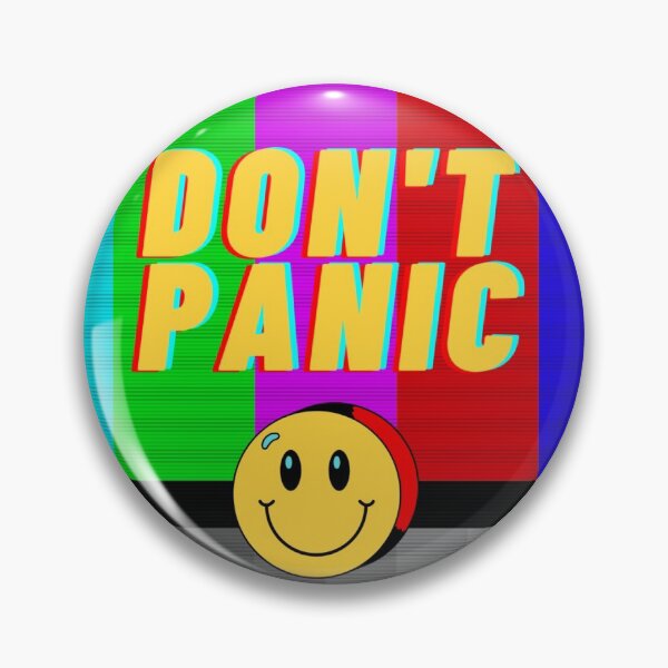 Item preview, Don't Panic tv glitch smiley designed and sold by Spacey Kacey's Cosmic Creations.