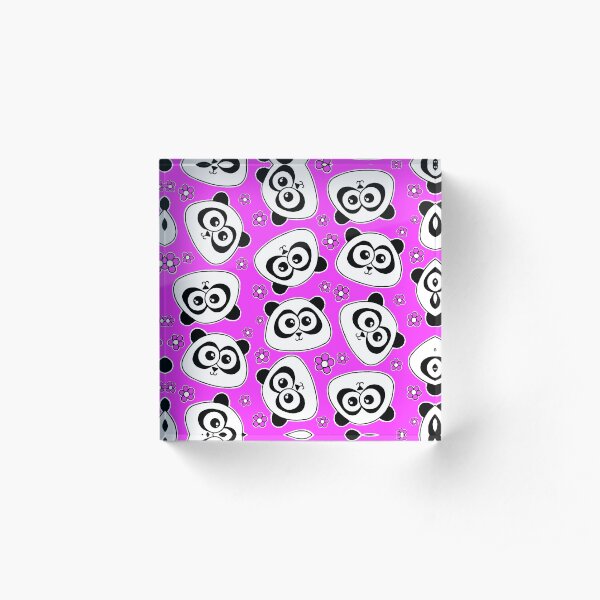 Cute Panda - on pink Acrylic Block