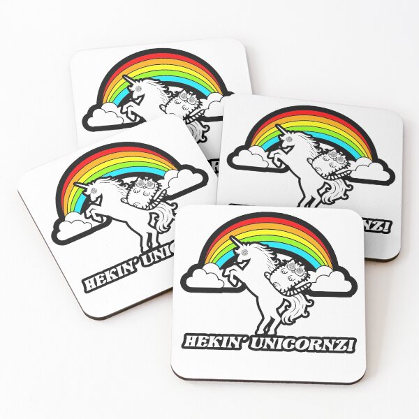 Item preview, Kitty Cat Riding A Unicorn Over A Rainbow designed and sold by WhatTheFunky.