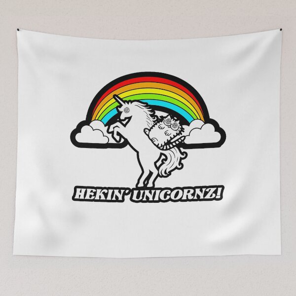 Item preview, Kitty Cat Riding A Unicorn Over A Rainbow designed and sold by WhatTheFunky.