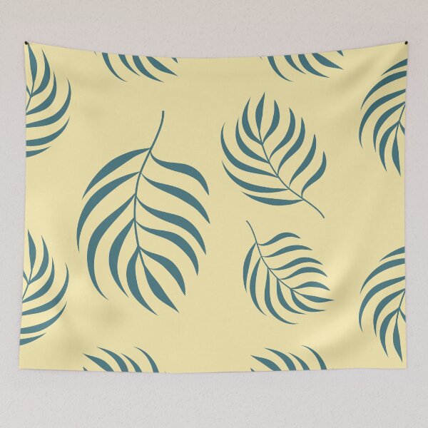 Item preview, Patrón de hojas de palmera Acera verde y amarillo designed and sold by zenygirl.