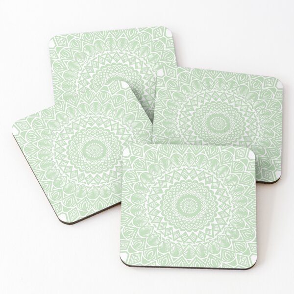 Item preview, Light Green Pretty Minimal Mandala Zentangle Pattern Design // Tribal Geometric Shapes Symmetrical designed and sold by AEJdesign.