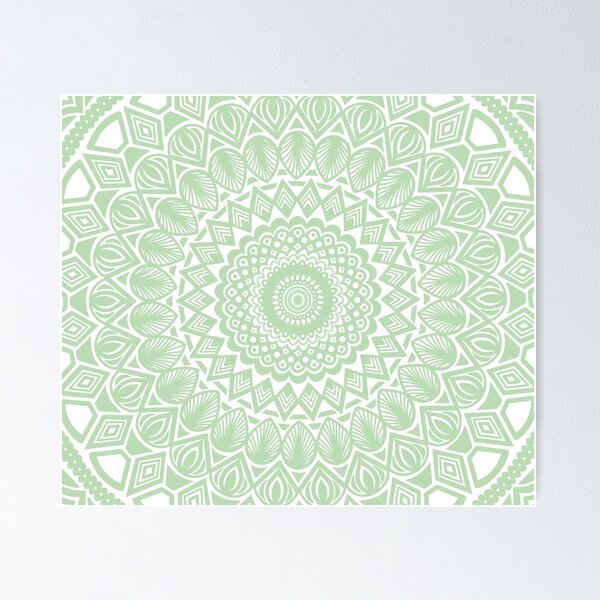 Item preview, Light Green Pretty Minimal Mandala Zentangle Pattern Design // Tribal Geometric Shapes Symmetrical designed and sold by AEJdesign.