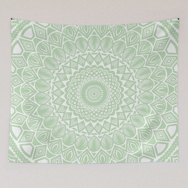 Item preview, Light Green Pretty Minimal Mandala Zentangle Pattern Design // Tribal Geometric Shapes Symmetrical designed and sold by AEJdesign.