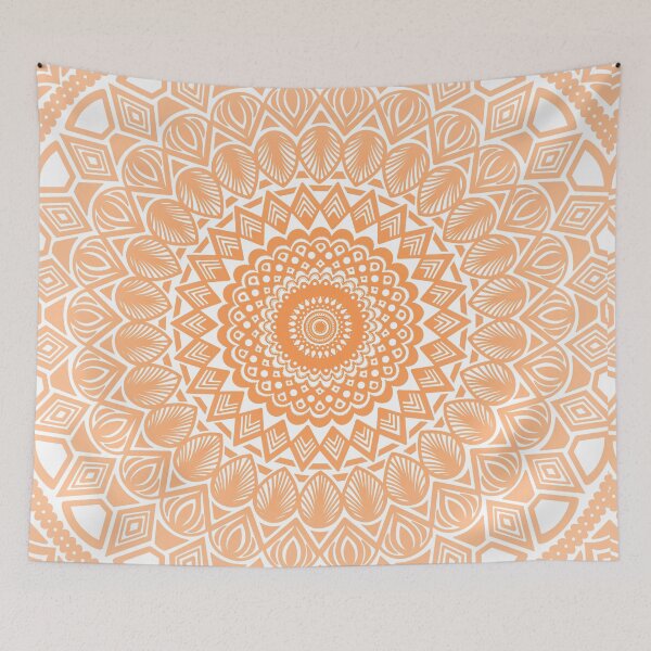 Item preview, Orange Tangerine Pretty Minimal Mandala Zentangle Pattern Design // Tribal Geometric Shapes Symmetrical designed and sold by AEJdesign.