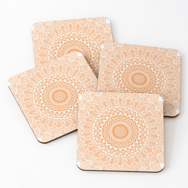 Item preview, Orange Tangerine Pretty Minimal Mandala Zentangle Pattern Design // Tribal Geometric Shapes Symmetrical designed and sold by AEJdesign.
