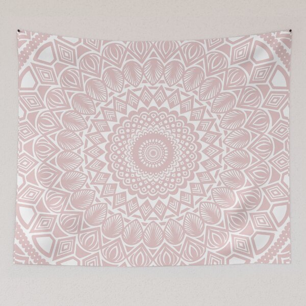Item preview, Light Pink Rose Gold Pretty Minimal Mandala Zentangle Pattern Design // Tribal Geometric Shapes Symmetrical designed and sold by AEJdesign.