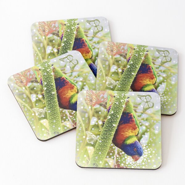 Item preview, Rainbow Lorikeet and butterflies are living in harmony. designed and sold by anneliesfineart.