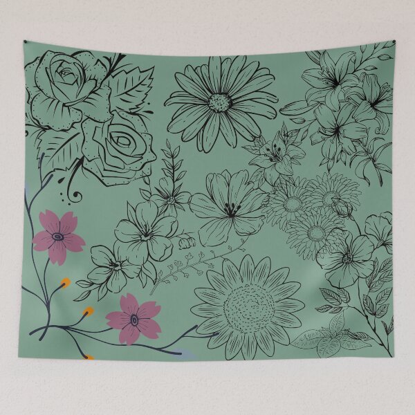 Item preview, Vintage Roses Daisies Sunflowers and Jasmine Flowers Pattern designed and sold by ArtIsSixthSense.