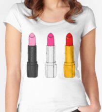 Lippenstift Tailliertes Rundhals-Shirt