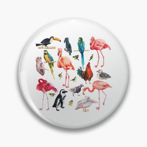Item preview, Beautiful Birds Watercolor Pattern - Pink Flamingo Parrot Toucan Owl Duck Rooster Penguin Bird Lovers Ornithologist Gift designed and sold by FunnySunny T-Shirts.
