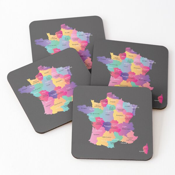 Item preview, Colorful France map with regions and main cities designed and sold by mashmosh.