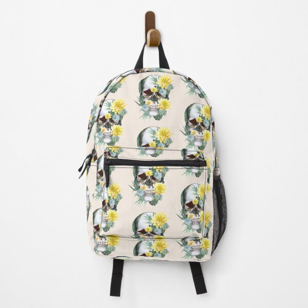 Item preview, Sugar skull with succulents plants yellow flowers designed and sold by Collagedream.