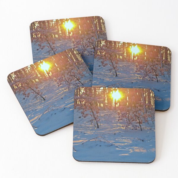 Item preview, Golden sun in the backlight in the winter forest designed and sold by frankuffmann.