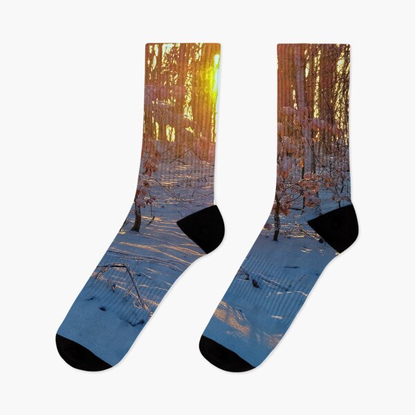 Item preview, Golden sun in the backlight in the winter forest designed and sold by frankuffmann.
