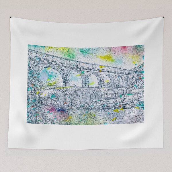 Item preview, PONT DU GARD - watercolor and pencil portrait designed and sold by lautir.