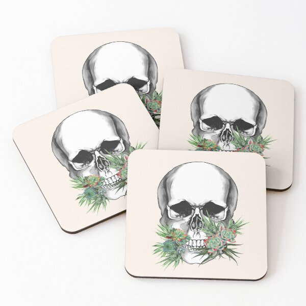 Item preview, Sugar skull with succulents plants, aloe and Echeveria cool funny cute mask designed and sold by Collagedream.