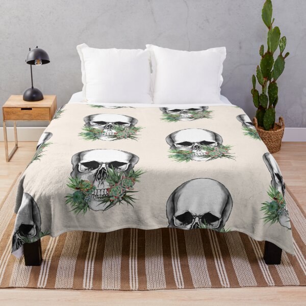 Item preview, Sugar skull with succulents plants, aloe and Echeveria cool funny cute mask designed and sold by Collagedream.